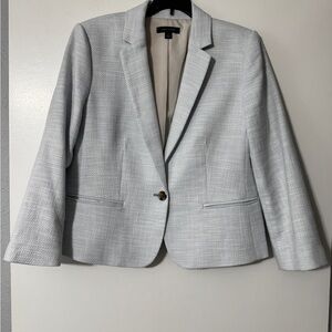 Ann Taylor Light Blue and Ivory Tailored Blazer with Notched Lapels